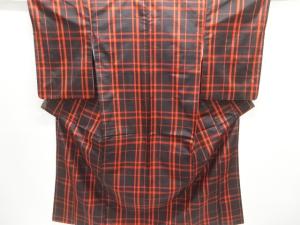 格子織り出し米沢紬着物アンサンブル